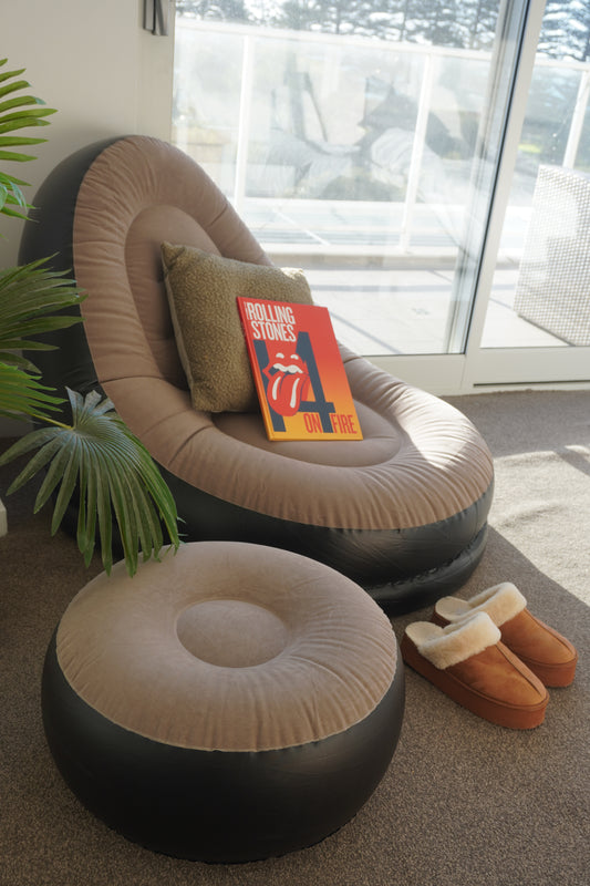 Inflatable & portable chair and foot rest.